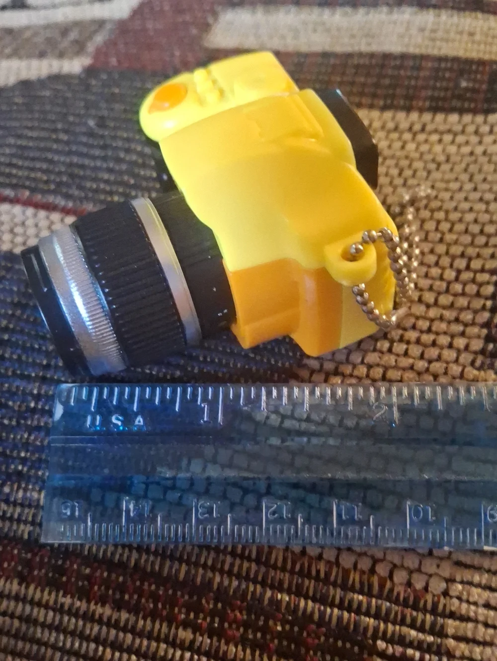 Yellow Mini Camera Keychain Compact Photo Accessory